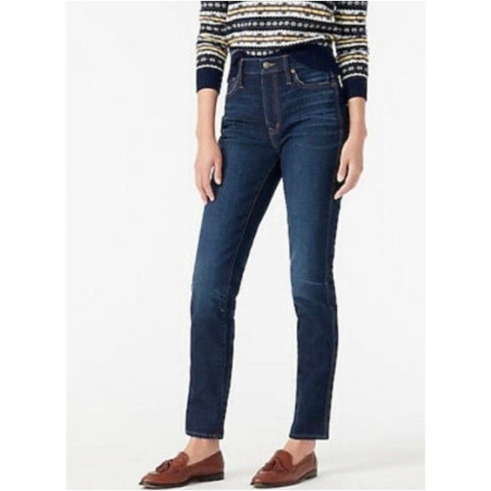 J.Crew Womens High Rise Slim Straight Jeans Dark Indigo AR006 Size 30